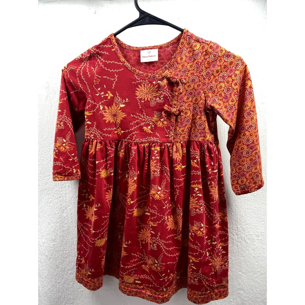 HANNA ANDERSSON GIRLS RED FLORAL DRESS SIZE 4